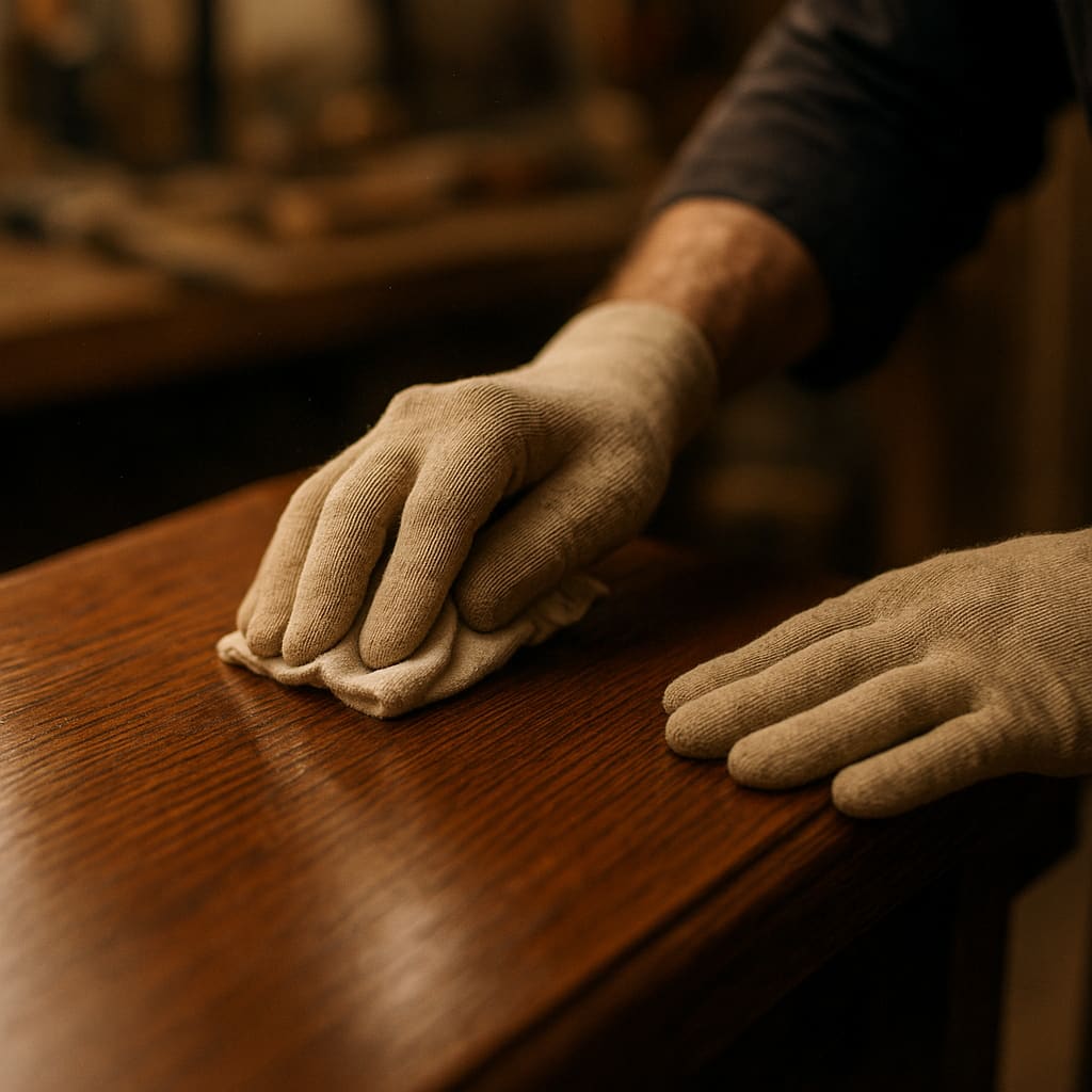 Schutzbehandlung auf Holzoberfläche im Restaurationsprozess